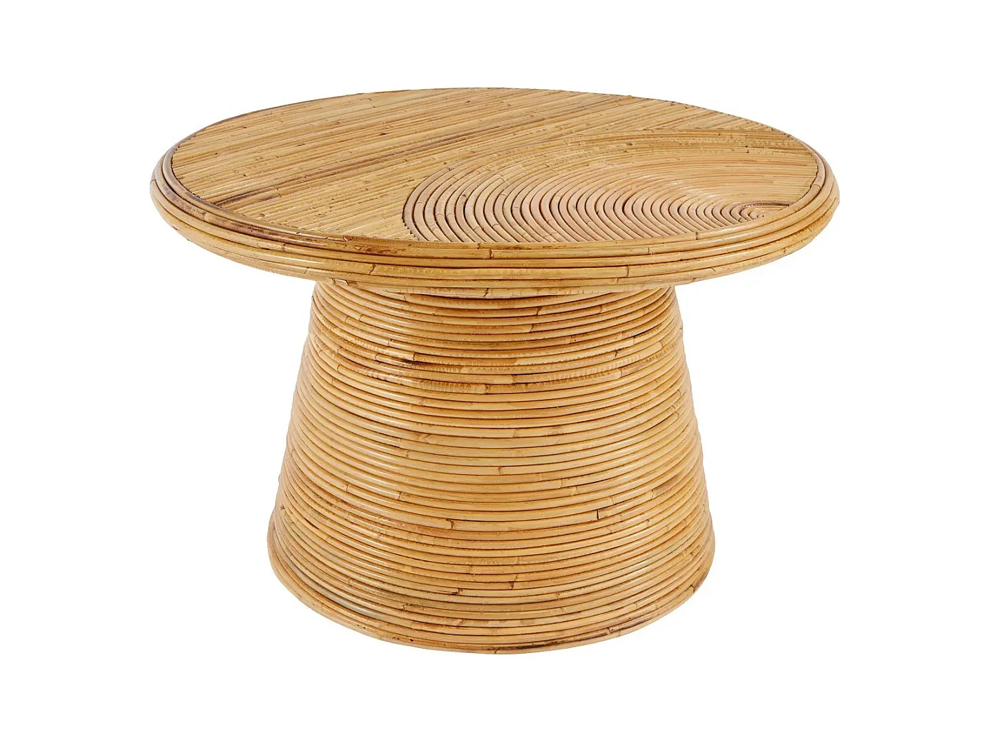 Table basse, table de salon ronde en bois de rotin coloris naturel -  diamètre 70 x Hauteur 45 cm