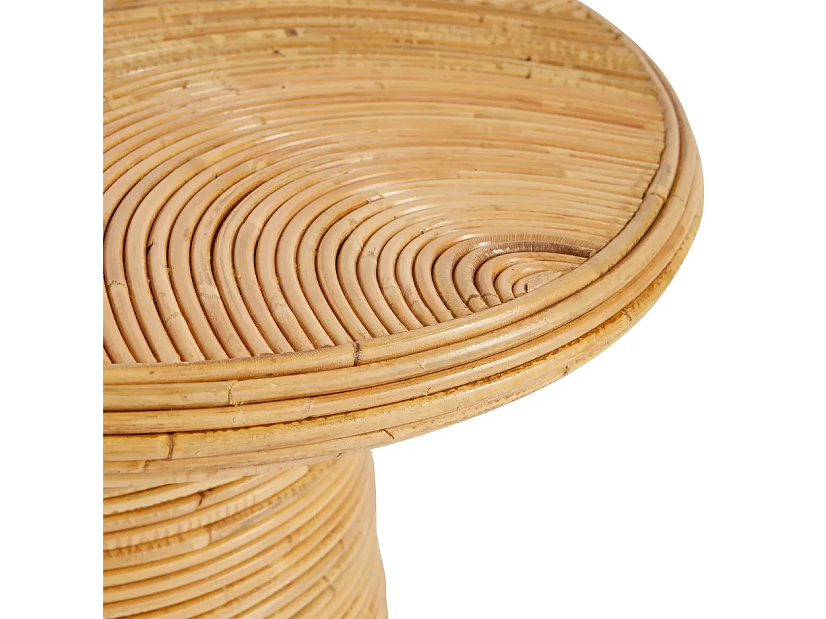 Table basse, table de salon ronde en bois de rotin coloris naturel -  diamètre 70 x Hauteur 45 cm
