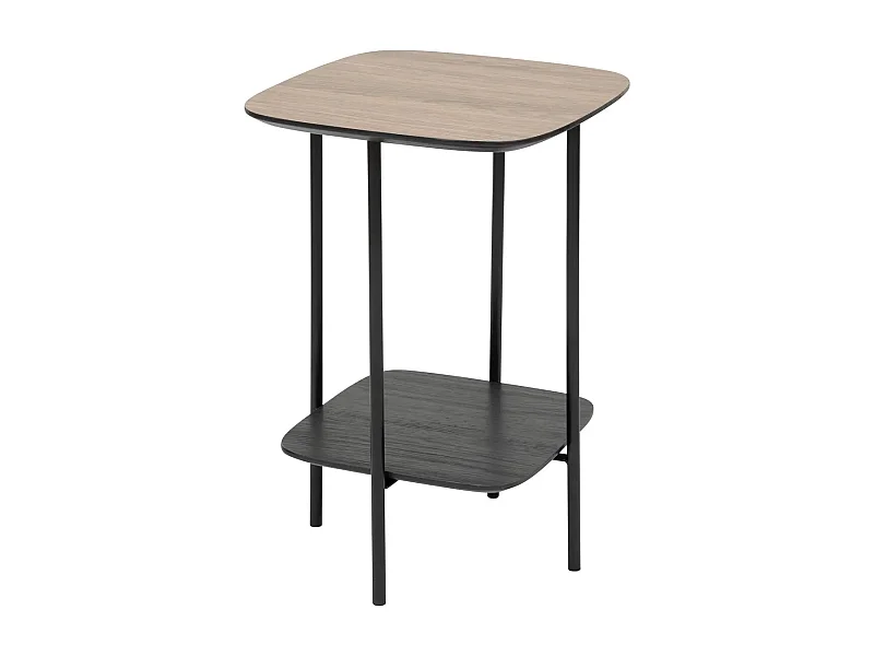 Table à café, table d'appoint en bois coloris naturel et métal noir -Longueur 40 x Profondeur 40 x Hauteur 60 cm