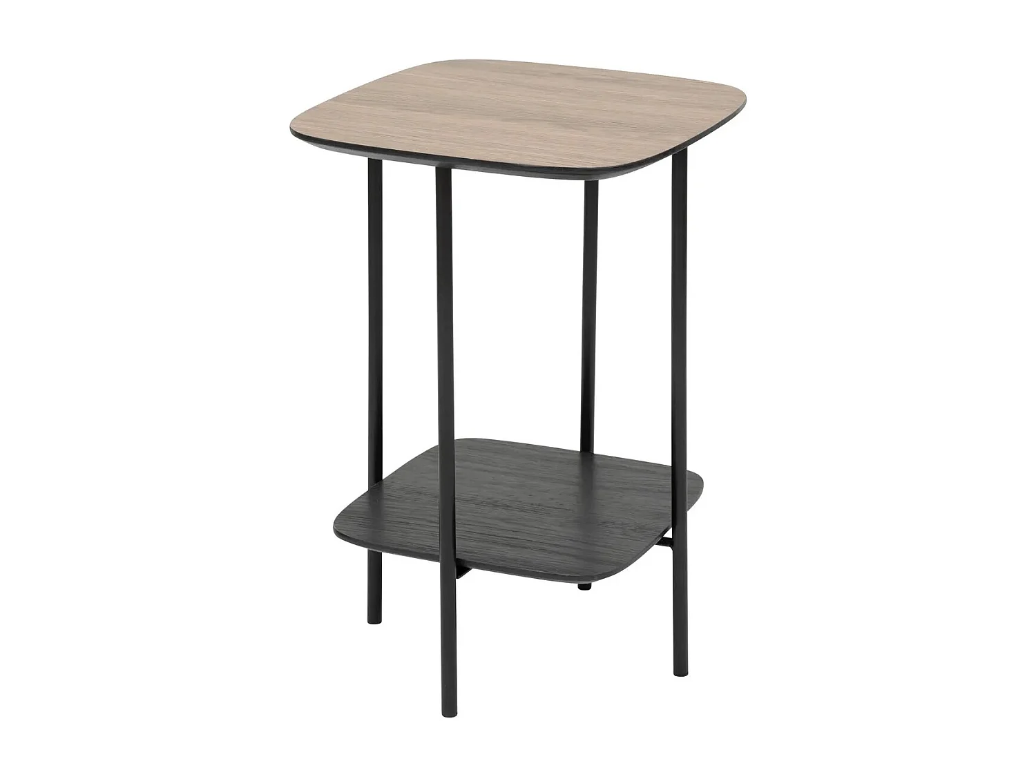 Table à café, table d'appoint en bois coloris naturel et métal noir -Longueur 40 x Profondeur 40 x Hauteur 60 cm