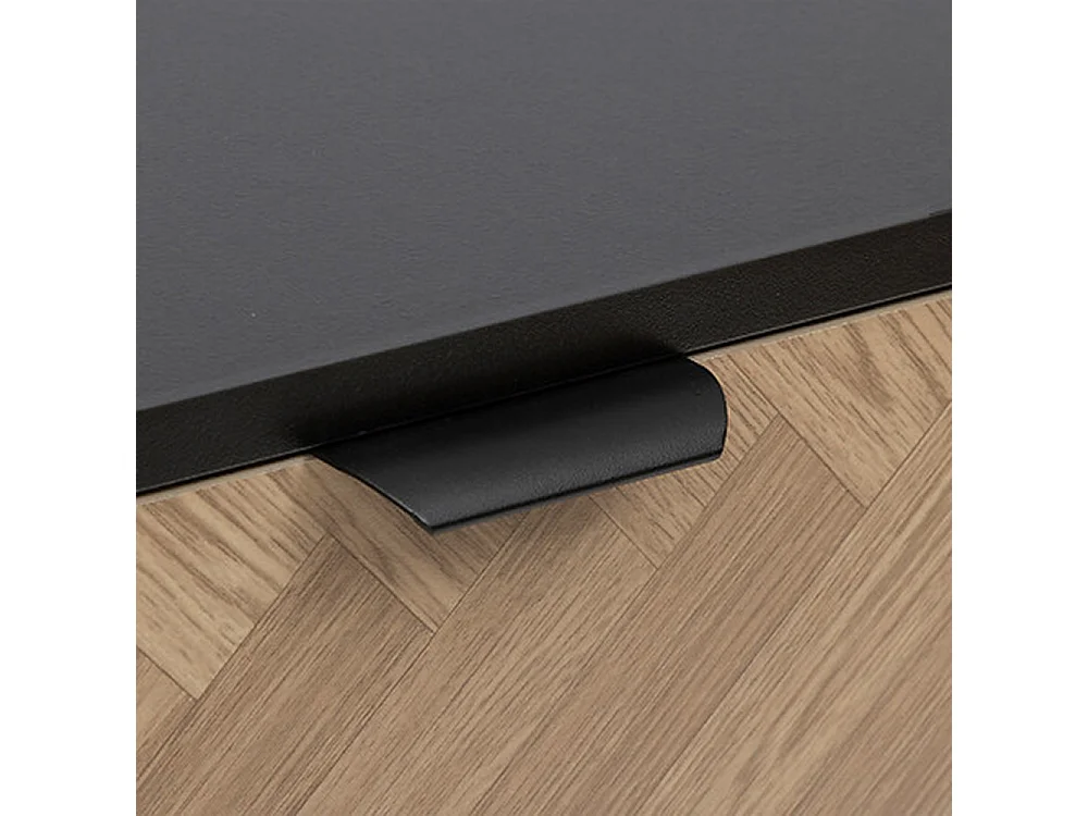 Console, meuble de console avec 2 tiroirs en bois coloris marron, noir - Longueur 110  x Profondeur 35 x Hauteur 75 cm