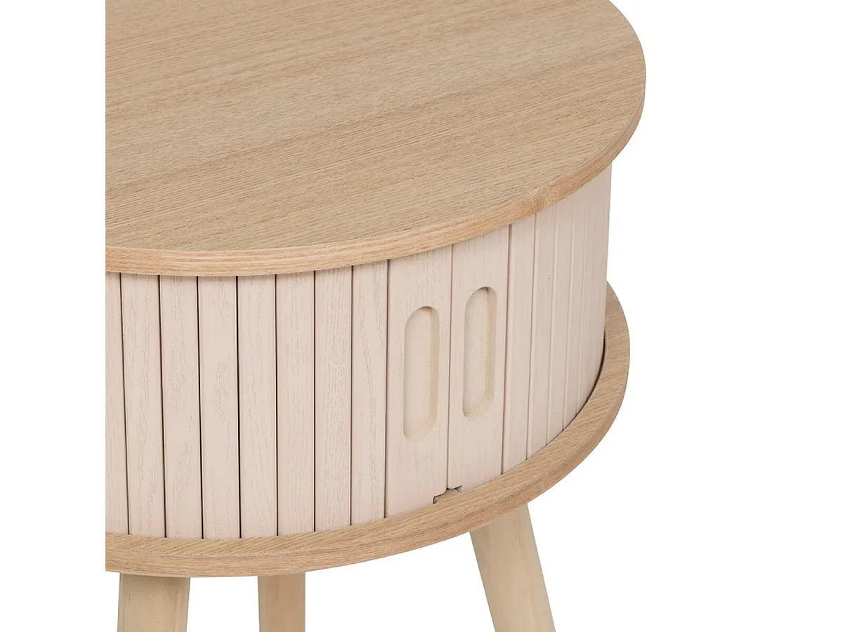 Table de chevet, table de nuit en bois coloris Beige - diamètre 40 x Hauteur 54 cm