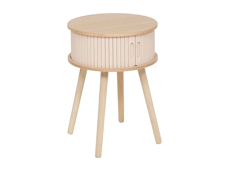 Table de chevet, table de nuit en bois coloris Beige - diamètre 40 x Hauteur 54 cm