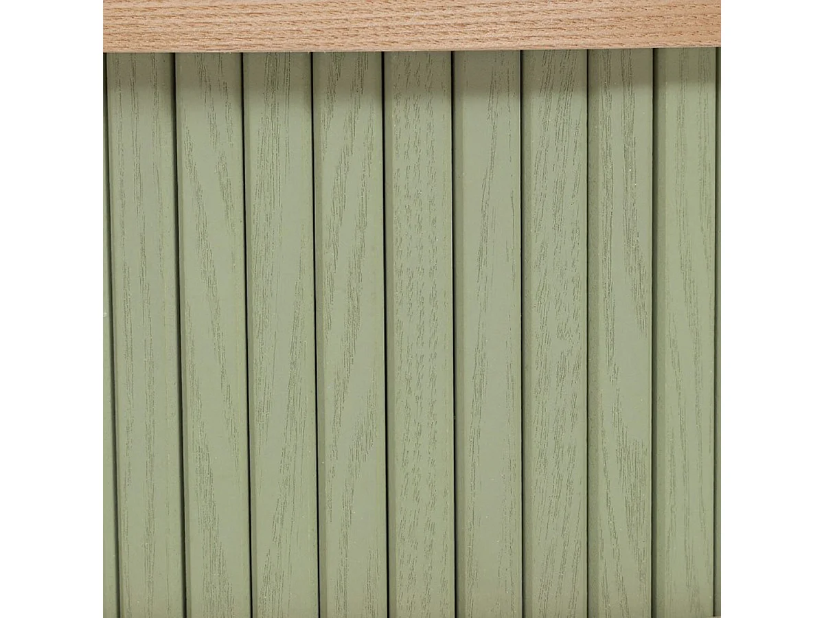 Table de chevet, table de nuit avec 2 portes en bois coloris vert, beige - diamètre 40 x Hauteur 54 cm