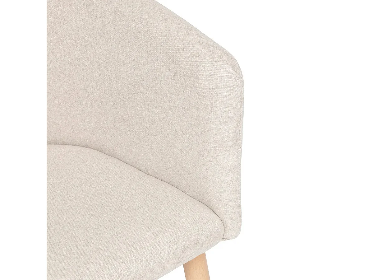 Lot de 2 fauteuils en velours coloris beige, pieds en bois coloris naturel