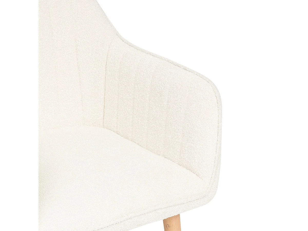 Lot de 2 fauteuils en tissu coloris blanc et pieds en bois naturel -  Longueur 57 x Profondeur 60 x Hauteur 83,5 cm