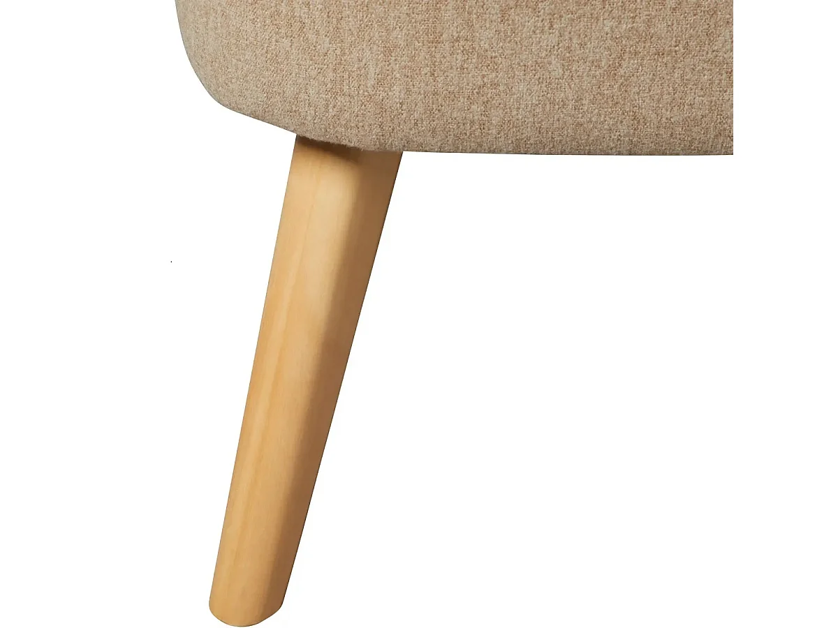 Fauteuil en velours coloris Beige avec pieds en bois naturel  - Longueur 78  x Profondeur 72 x Hauteur 71 cm