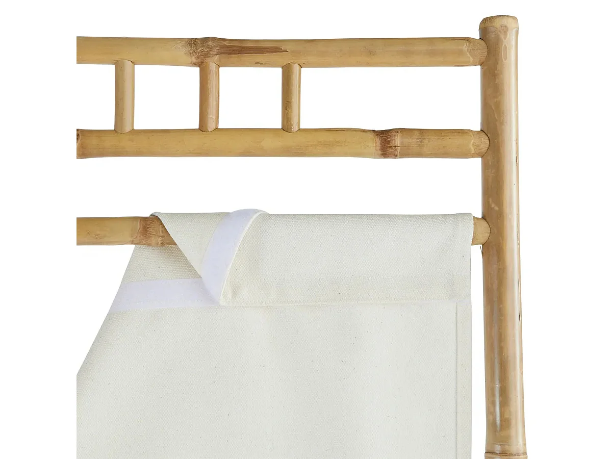 Paravent , séparateur de pièce avec 3 pans en bois beige et tissu blanc - Longueur 135  x Profondeur 3 x Hauteur 170 cm