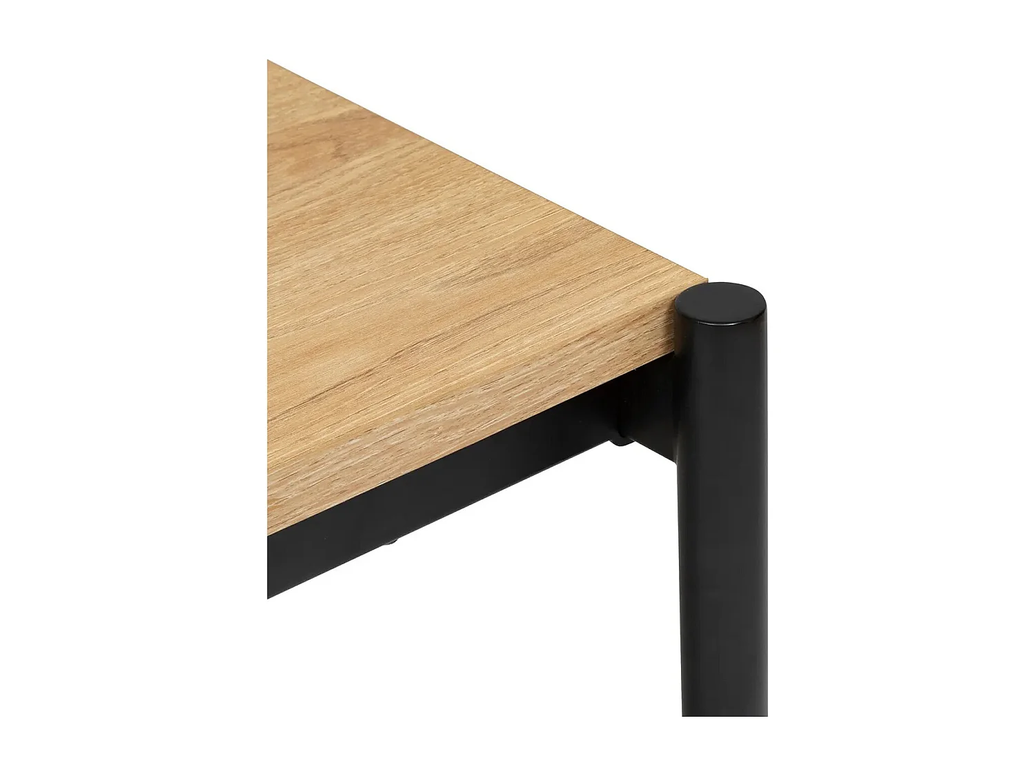 Table à dîner, table de repas rectangulaire en bois coloris Beige et métal noir