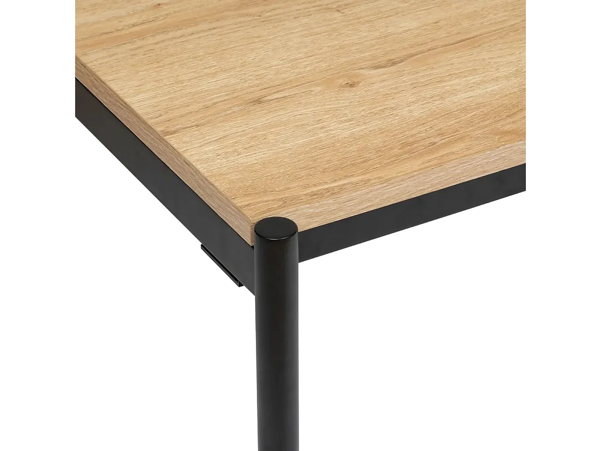 Table à dîner, table de repas rectangulaire en bois coloris Beige et métal noir