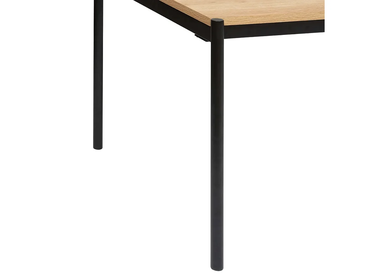 Table à dîner, table de repas rectangulaire en bois coloris Beige et métal noir