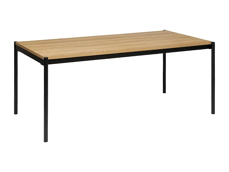 Table à dîner, table de repas rectangulaire en bois coloris Beige et métal noir