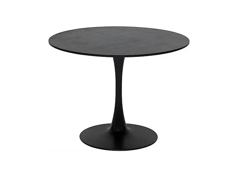 Table à manger, table de repas ronde en métal et MDF coloris noir  -diamètre 102 x Hauteur 76 cm