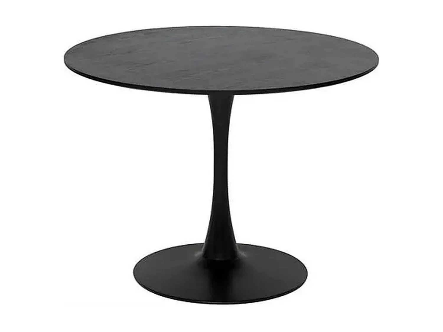 Table à manger, table de repas ronde en métal et MDF coloris noir  -diamètre 102 x Hauteur 76 cm