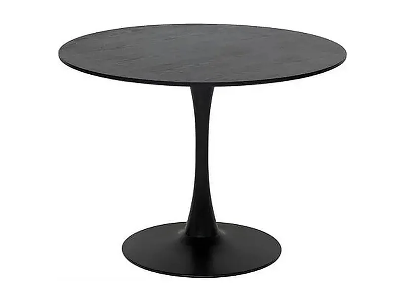 Table à manger, table de repas ronde en métal et MDF coloris noir  -diamètre 102 x Hauteur 76 cm