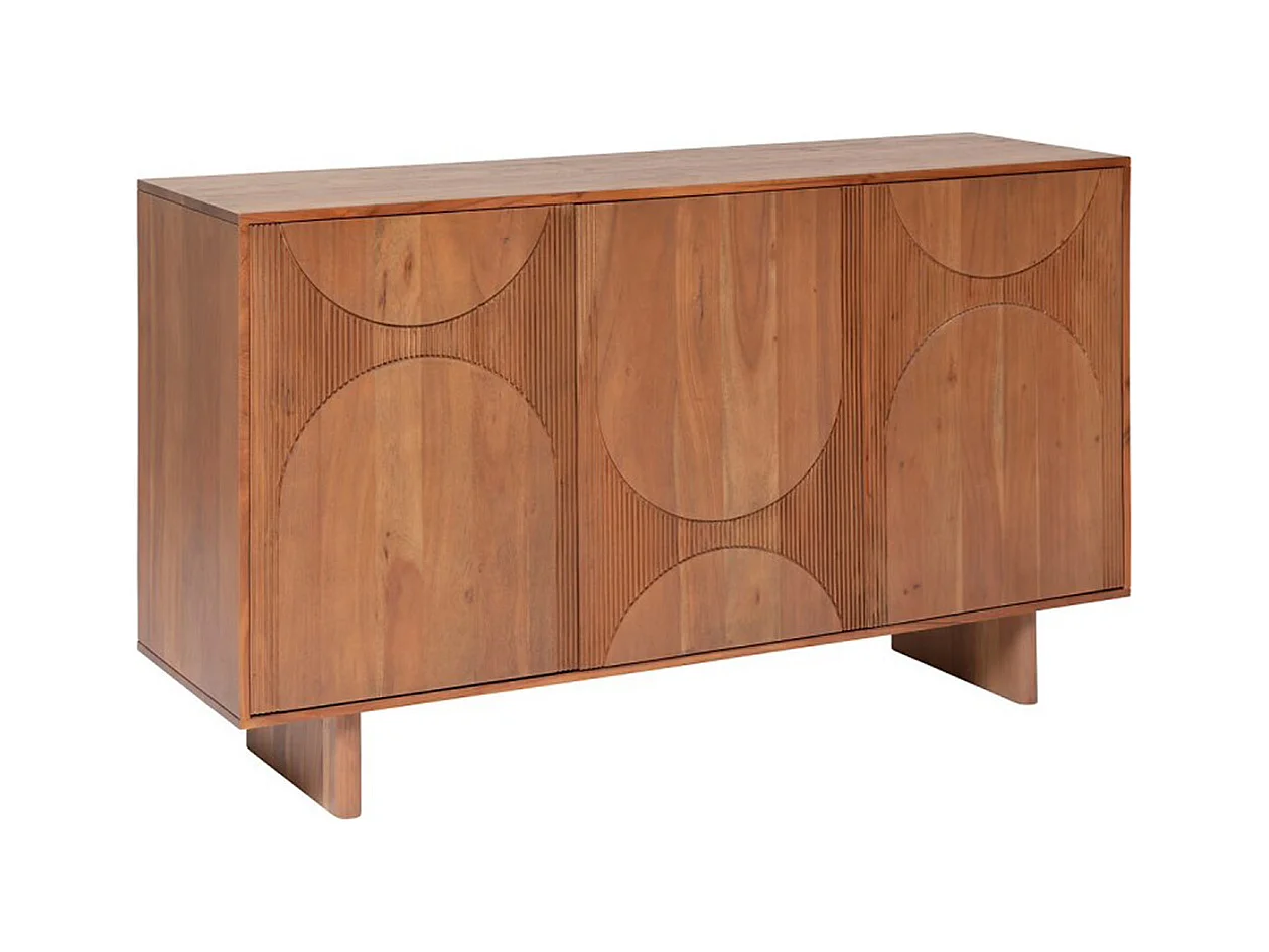 Buffet, meuble de rangement avec 3 Portes en bois coloris Marron -  Longueur 150 x Profondeur 45 x Hauteur 90,5 cm