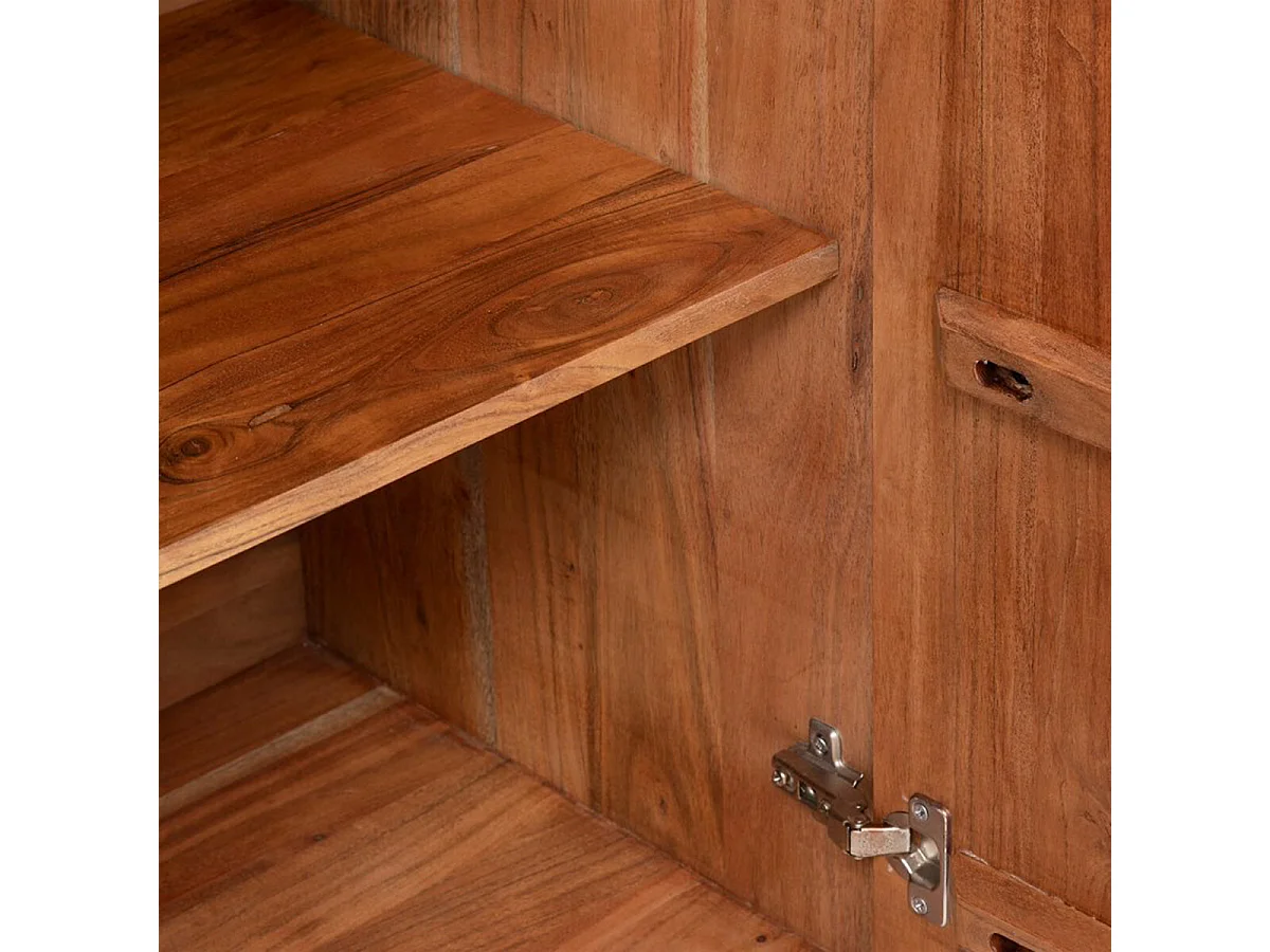 Buffet, meuble de rangement avec 3 Portes en bois coloris Marron -  Longueur 150 x Profondeur 45 x Hauteur 90,5 cm