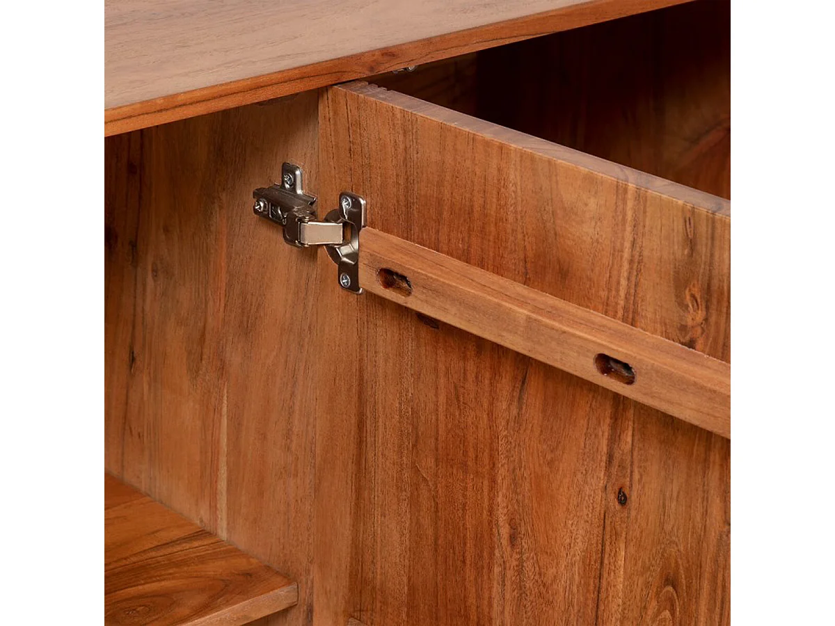 Buffet, meuble de rangement avec 3 Portes en bois coloris Marron -  Longueur 150 x Profondeur 45 x Hauteur 90,5 cm