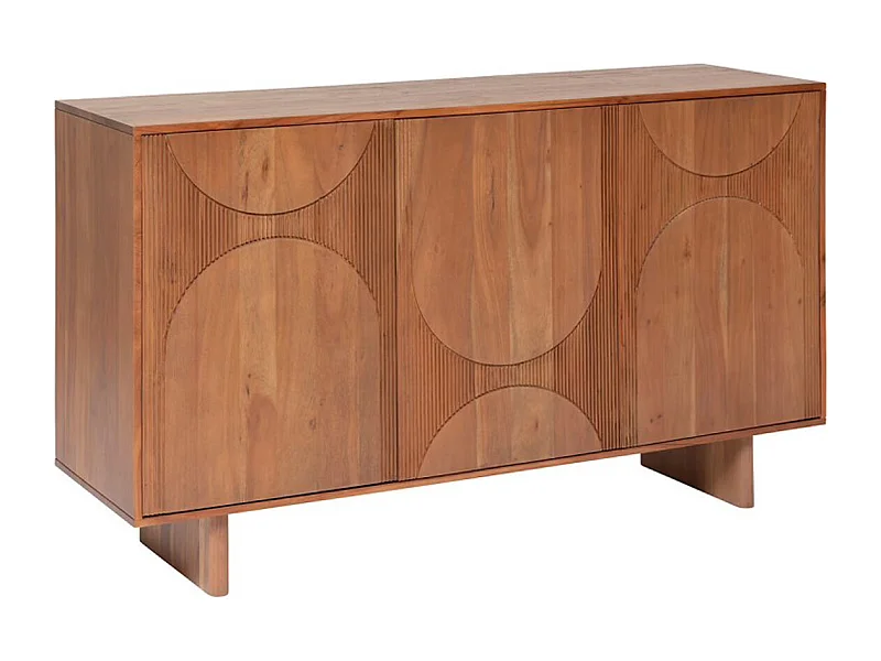 Buffet, meuble de rangement avec 3 Portes en bois coloris Marron -  Longueur 150 x Profondeur 45 x Hauteur 90,5 cm