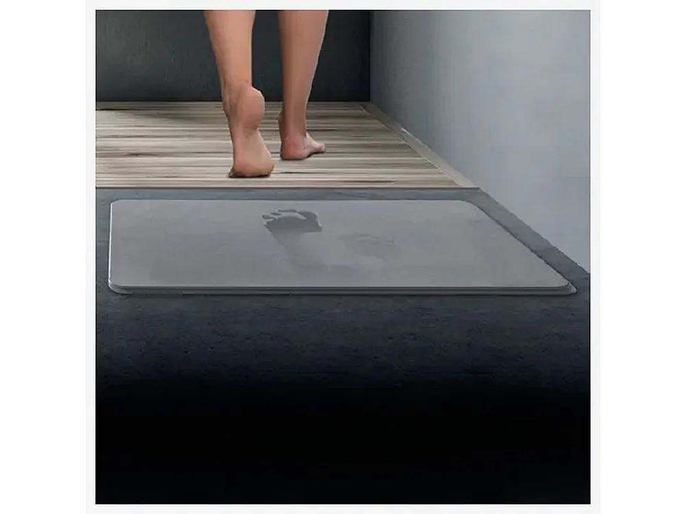 Tapis de salle de bain en Diatomite coloris Gris Argile -  Longueur 60 x Profondeur 39  x Hauteur 0,9 cm