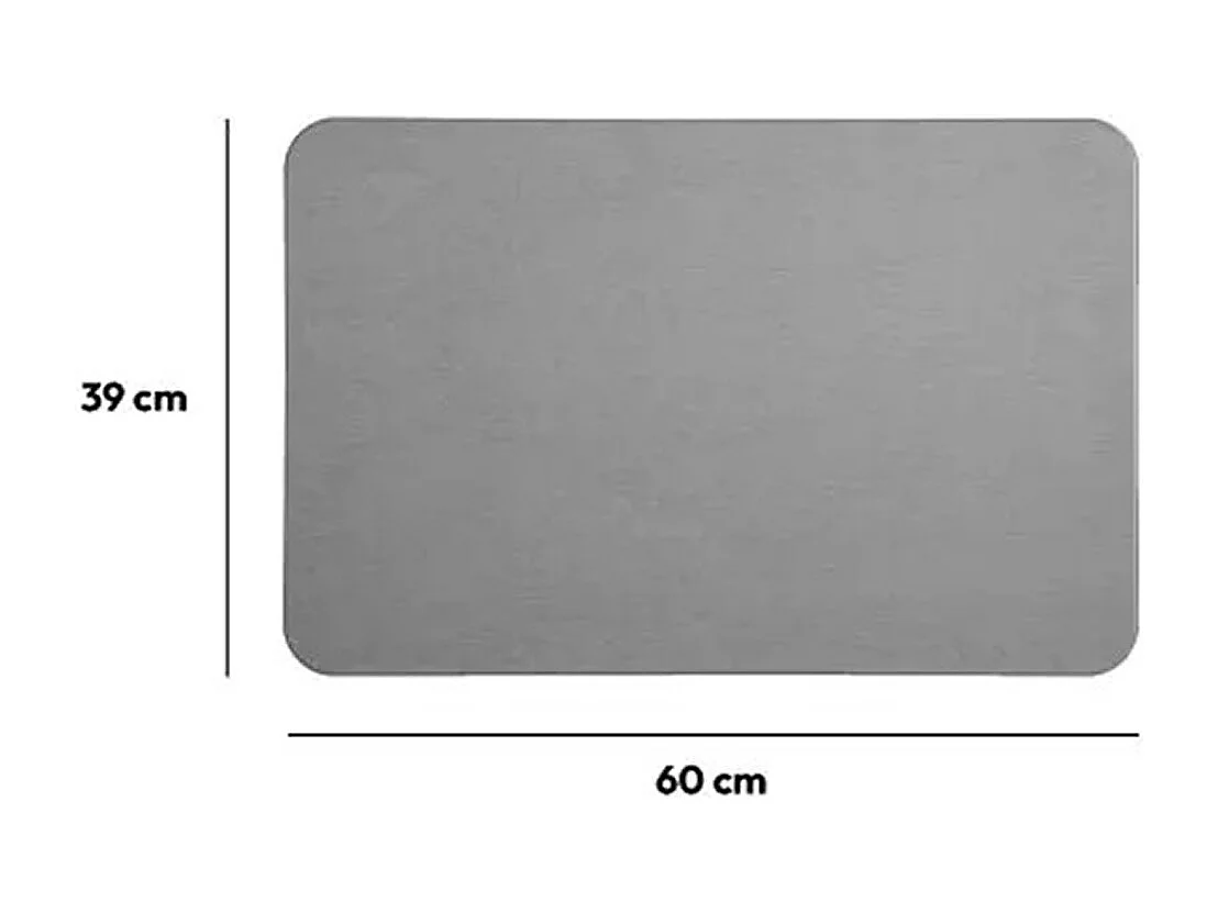 Tapis de salle de bain en Diatomite coloris Gris Argile -  Longueur 60 x Profondeur 39  x Hauteur 0,9 cm