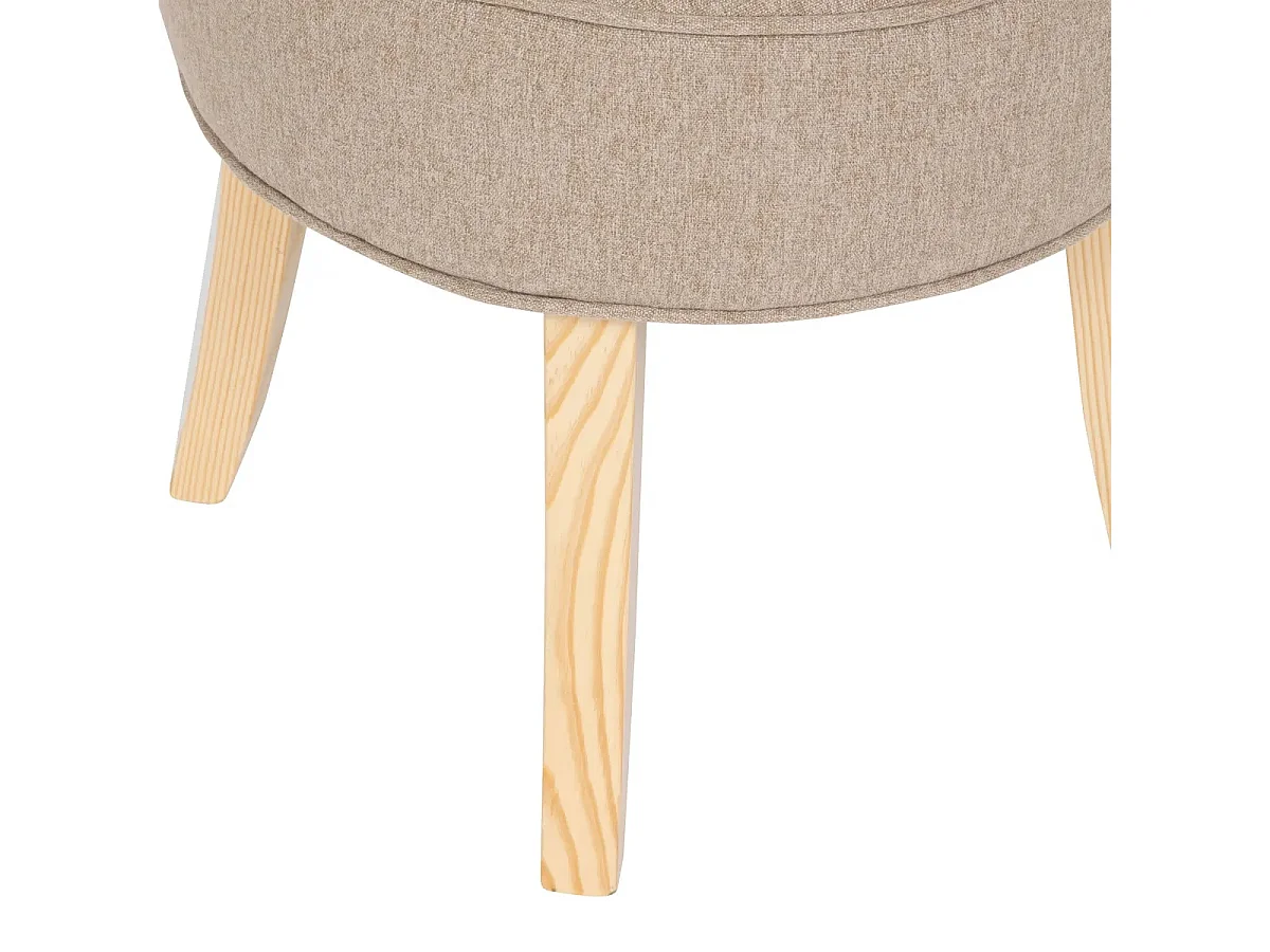 Lot de 2 tabourets en velours coloris beige et pieds en bois naturel - Longueur 46 x Profondeur 49 x Hauteur 58 cm