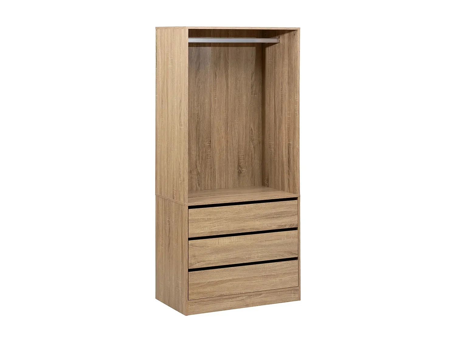 Dressing penderie avec 3 tiroirs en bois coloris naturel - Longueur 80 x Profondeur 48 x Hauteur 180 cm