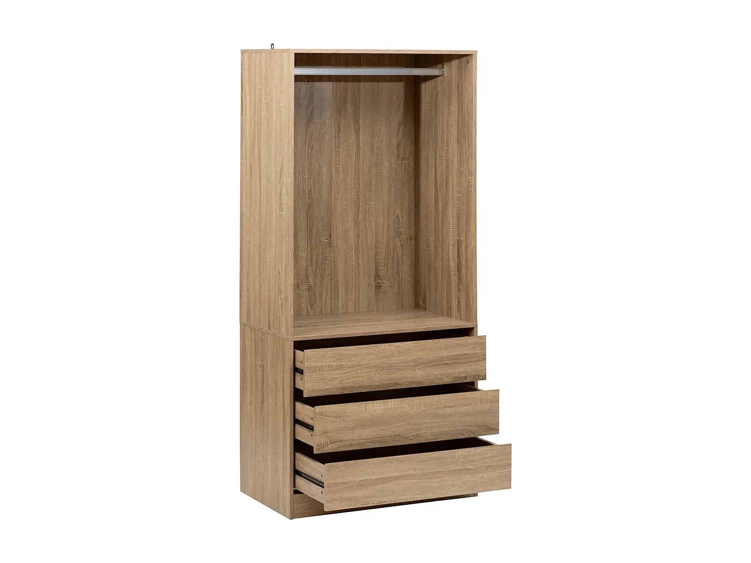 Dressing penderie avec 3 tiroirs en bois coloris naturel - Longueur 80 x Profondeur 48 x Hauteur 180 cm
