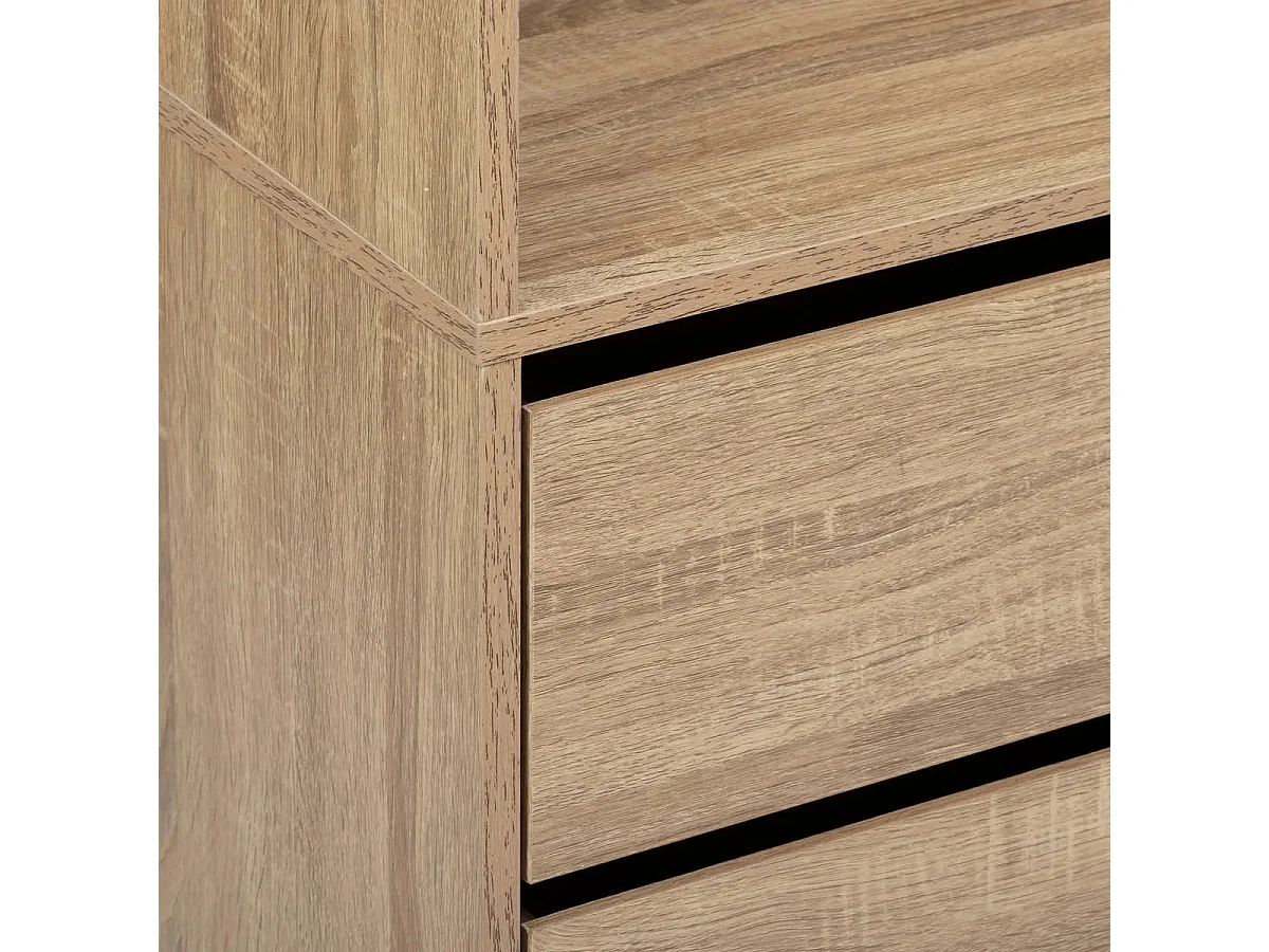 Dressing penderie avec 3 tiroirs en bois coloris naturel - Longueur 80 x Profondeur 48 x Hauteur 180 cm