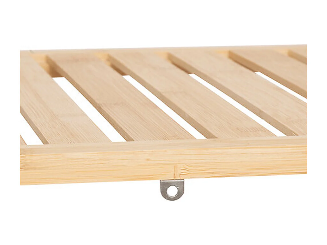 Meuble étagère, étagère en bambou coloris naturel et tissu coloris beige - Longueur 72 x Profondeur  33 x Hauteur 109 cm