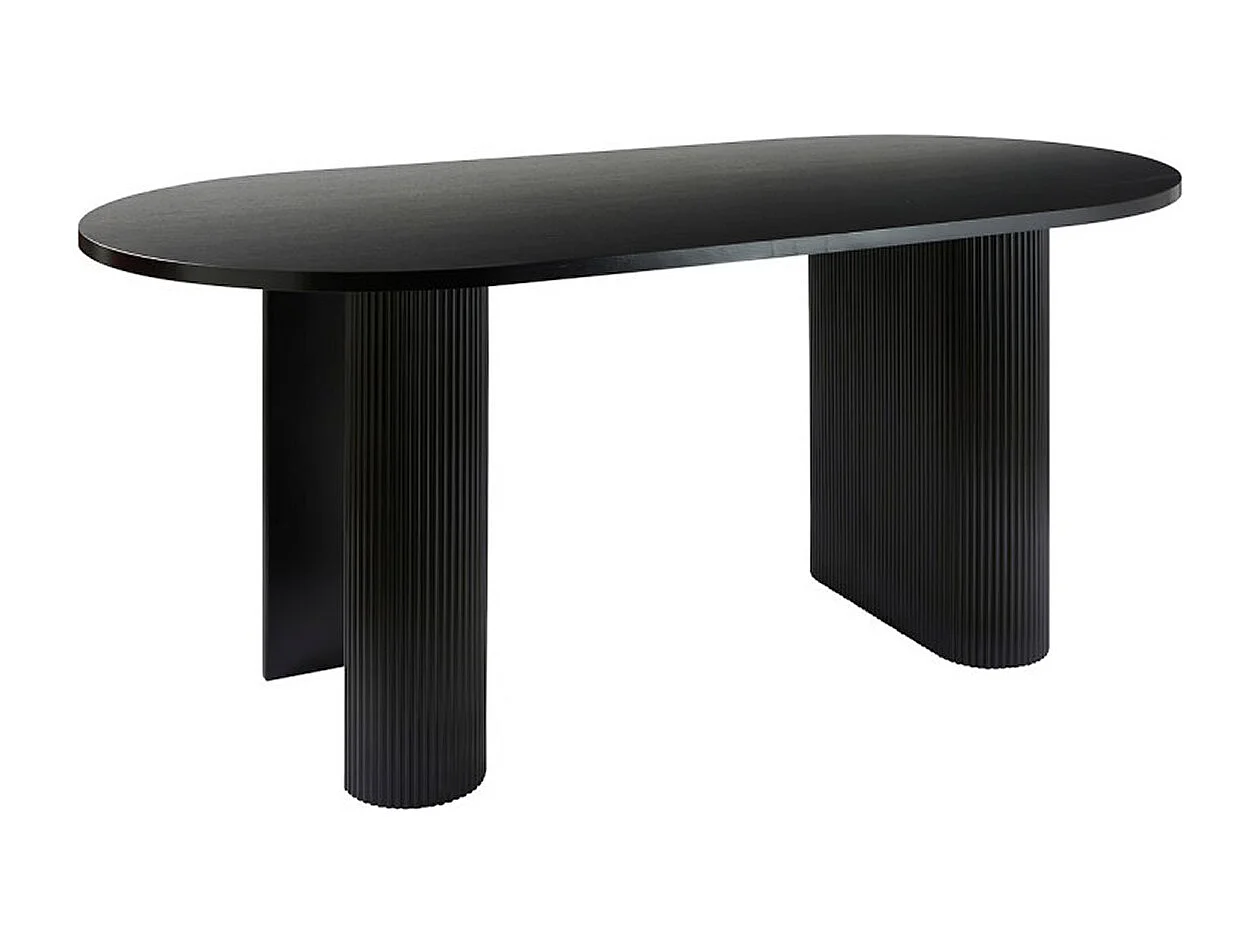 Table de repas, table à manger rectangulaire en bois coloris noir -  Longueur 180  x Profondeur 90 x Hauteur 76 cm