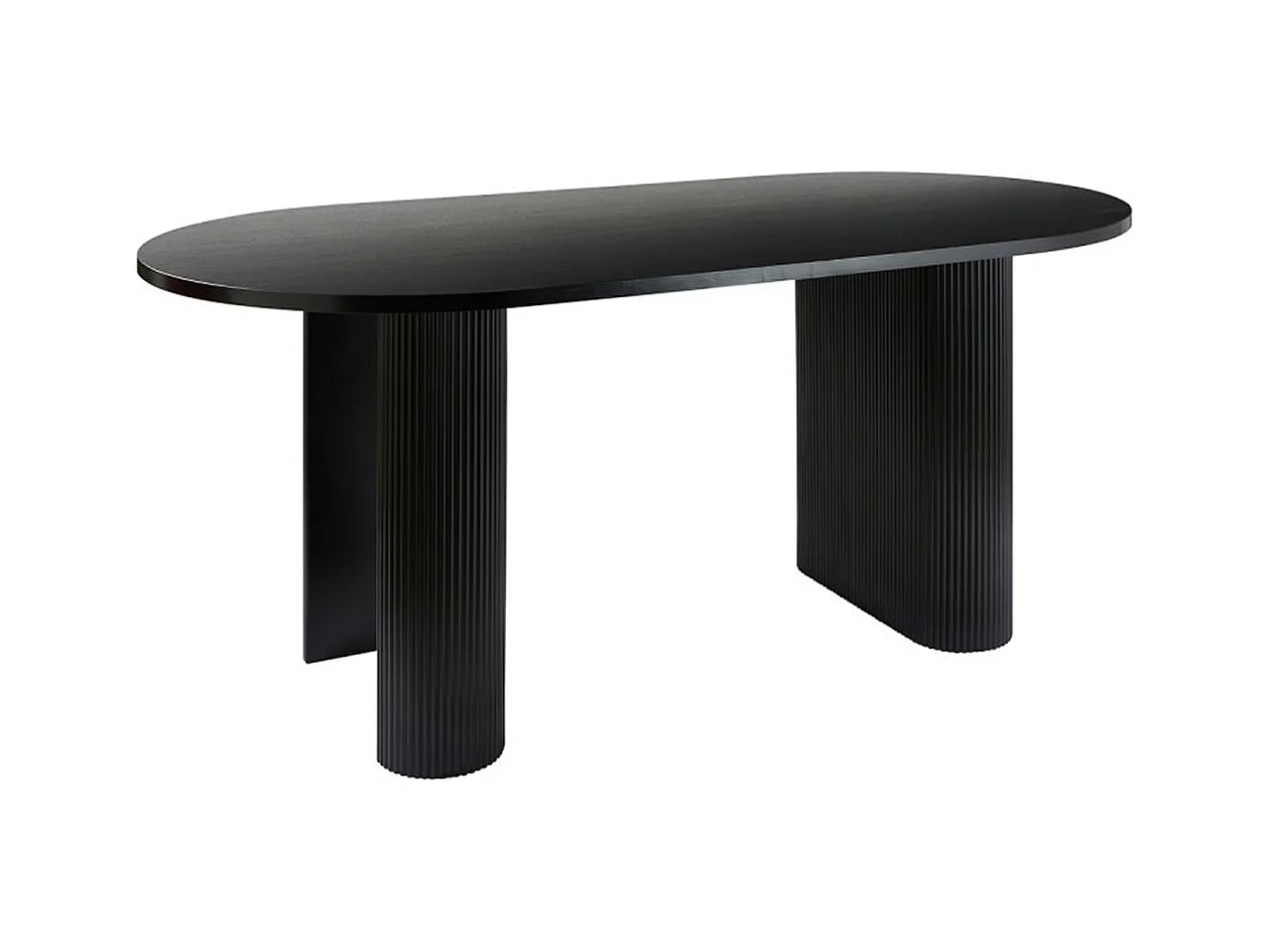 Table de repas, table à manger rectangulaire en bois coloris noir -  Longueur 180  x Profondeur 90 x Hauteur 76 cm