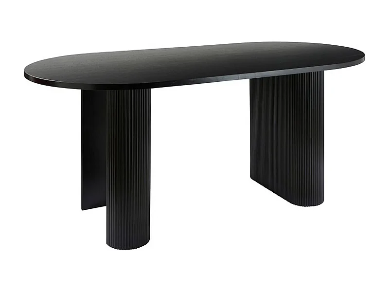 Table de repas, table à manger rectangulaire en bois coloris noir -  Longueur 180  x Profondeur 90 x Hauteur 76 cm