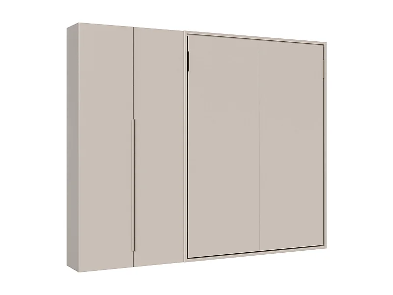 Lit escamotable vertical français Versia Sofà 140 avec armoire gauche 2 portes Argilla
