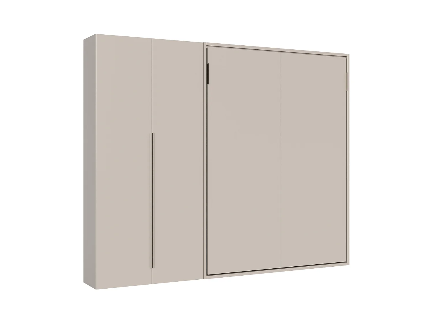 Cama francesa vertical dobrável Versia Sofà 140 com guarda-roupa Argilla de 2 portas à esquerda