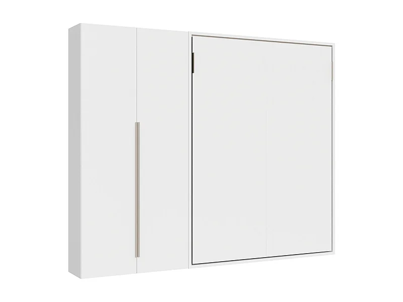 Lit français escamotable vertical Versia Sofà 140 avec armoire gauche 2 portes blanche