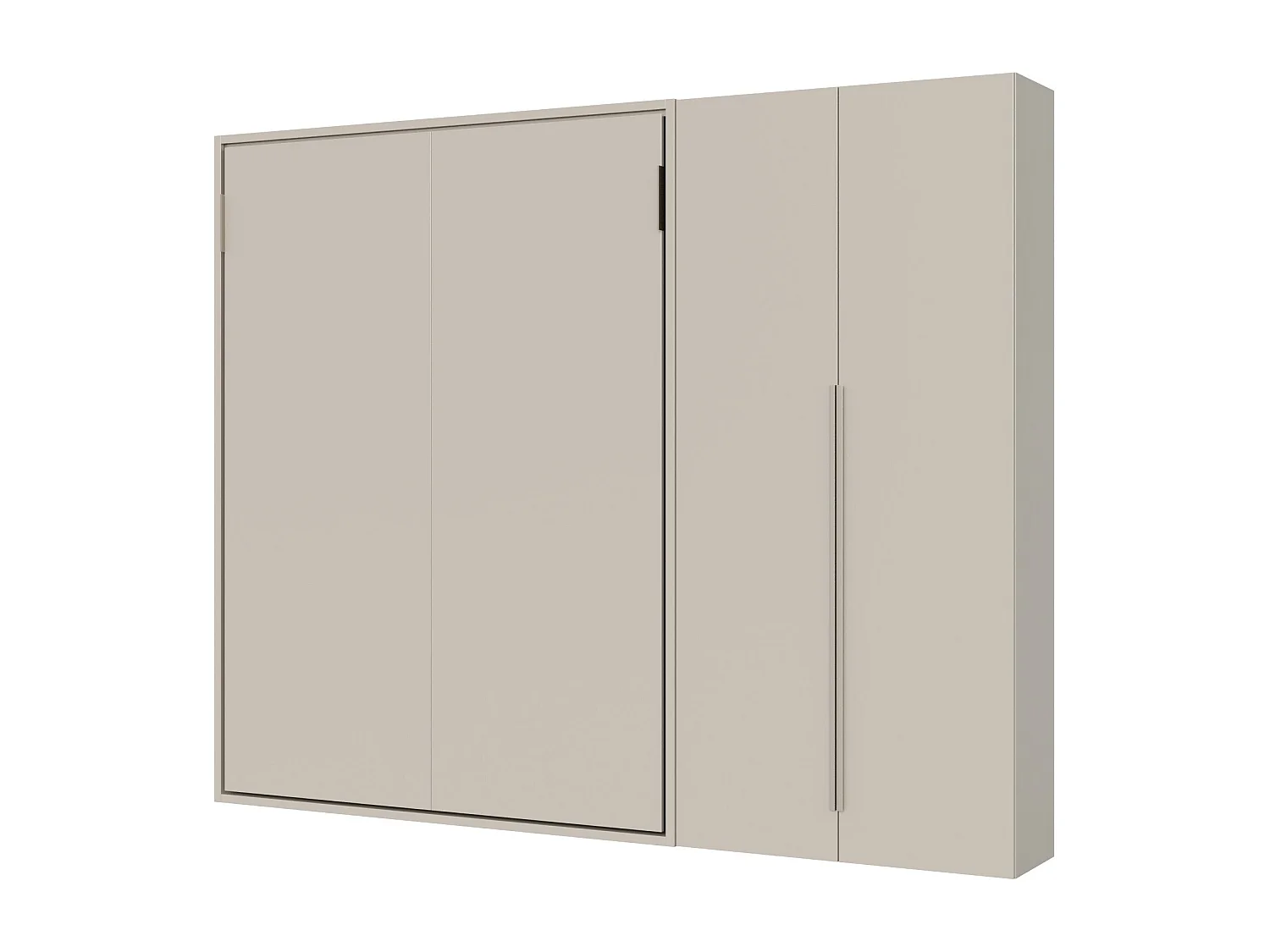 Cama de casal vertical dobrável Versia 160 com guarda-roupa direito de 2 portas Argilla