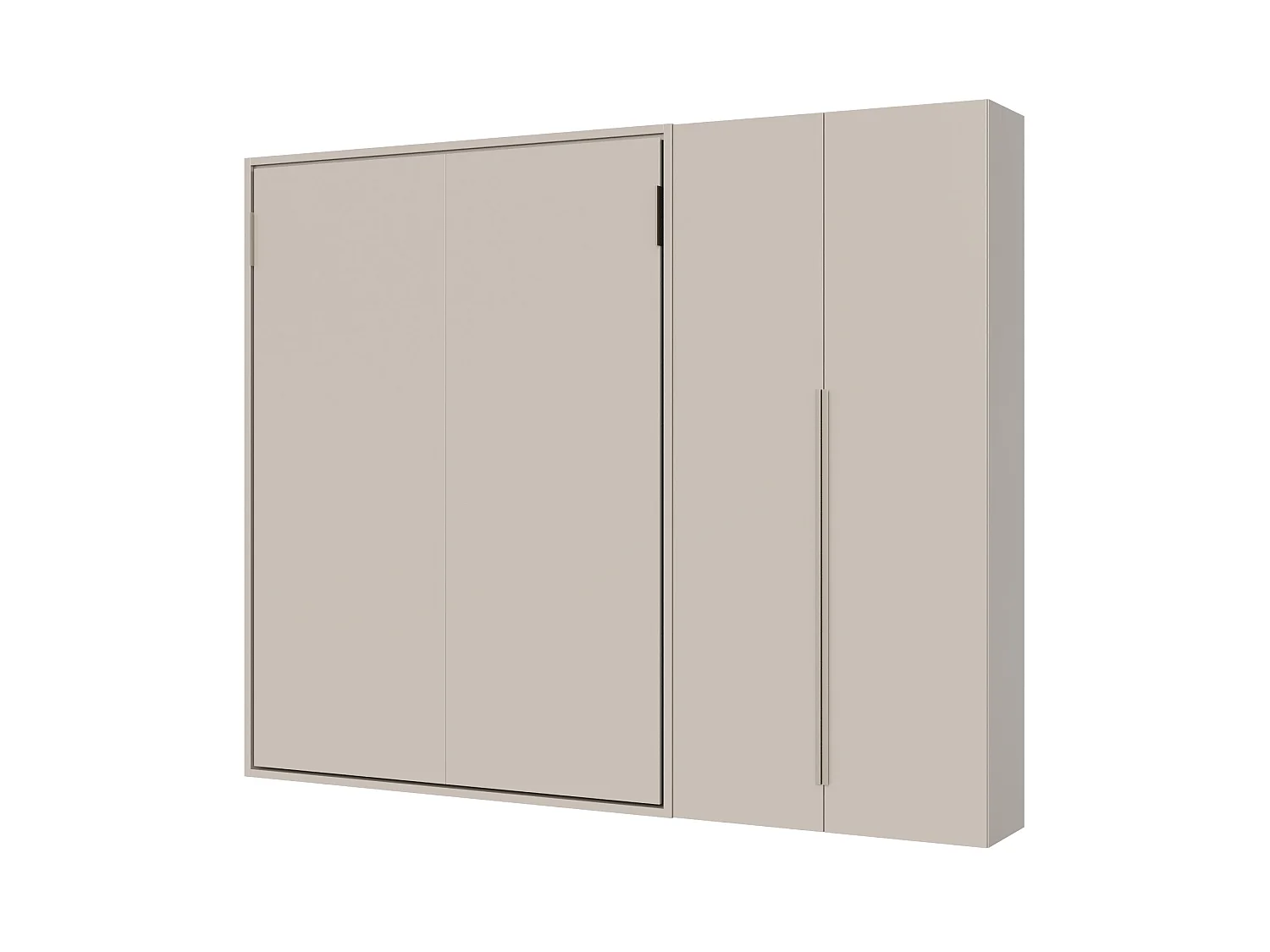 Cama francesa vertical dobrável Versia Sofà 140 com guarda-roupa Argilla de 2 portas à direita