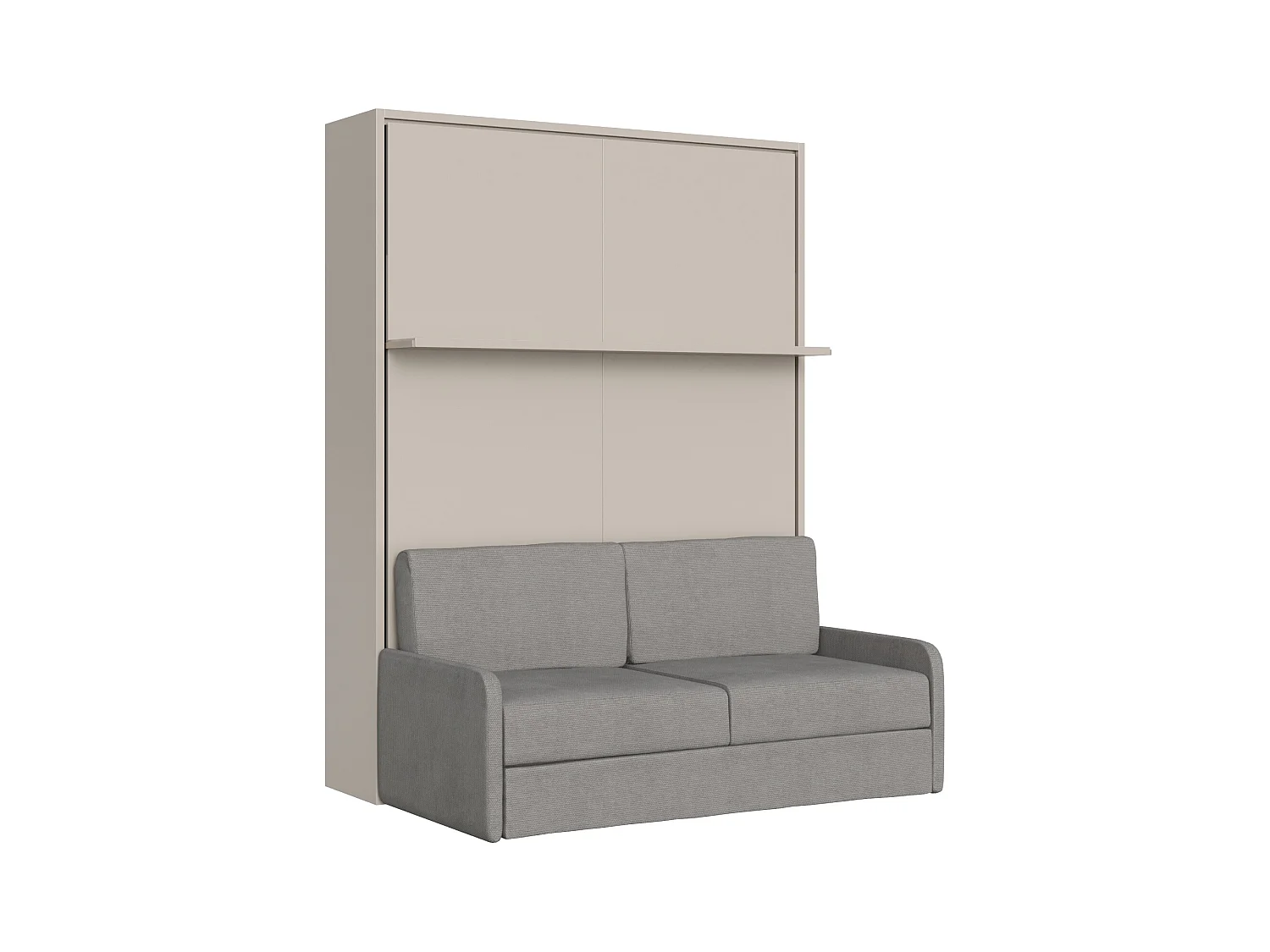 Vertikales französisches Klappbett Versia Sofà 140 mit Argilla-Sofa und Regal