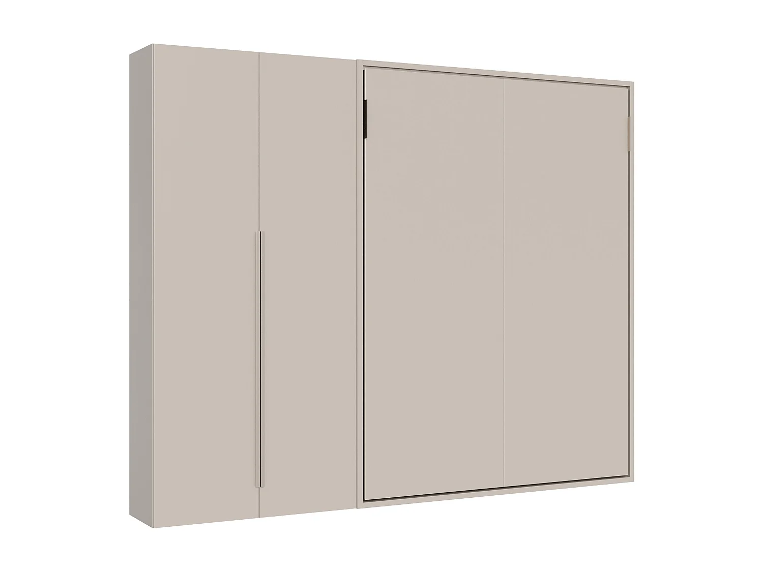 Lit double escamotable vertical Versia 160 avec armoire gauche Argilla 2 portes