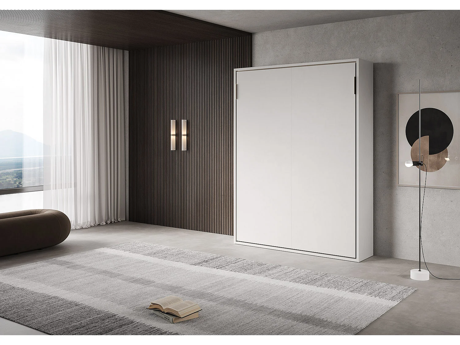 Cama doble plegable vertical blanca Versia 160