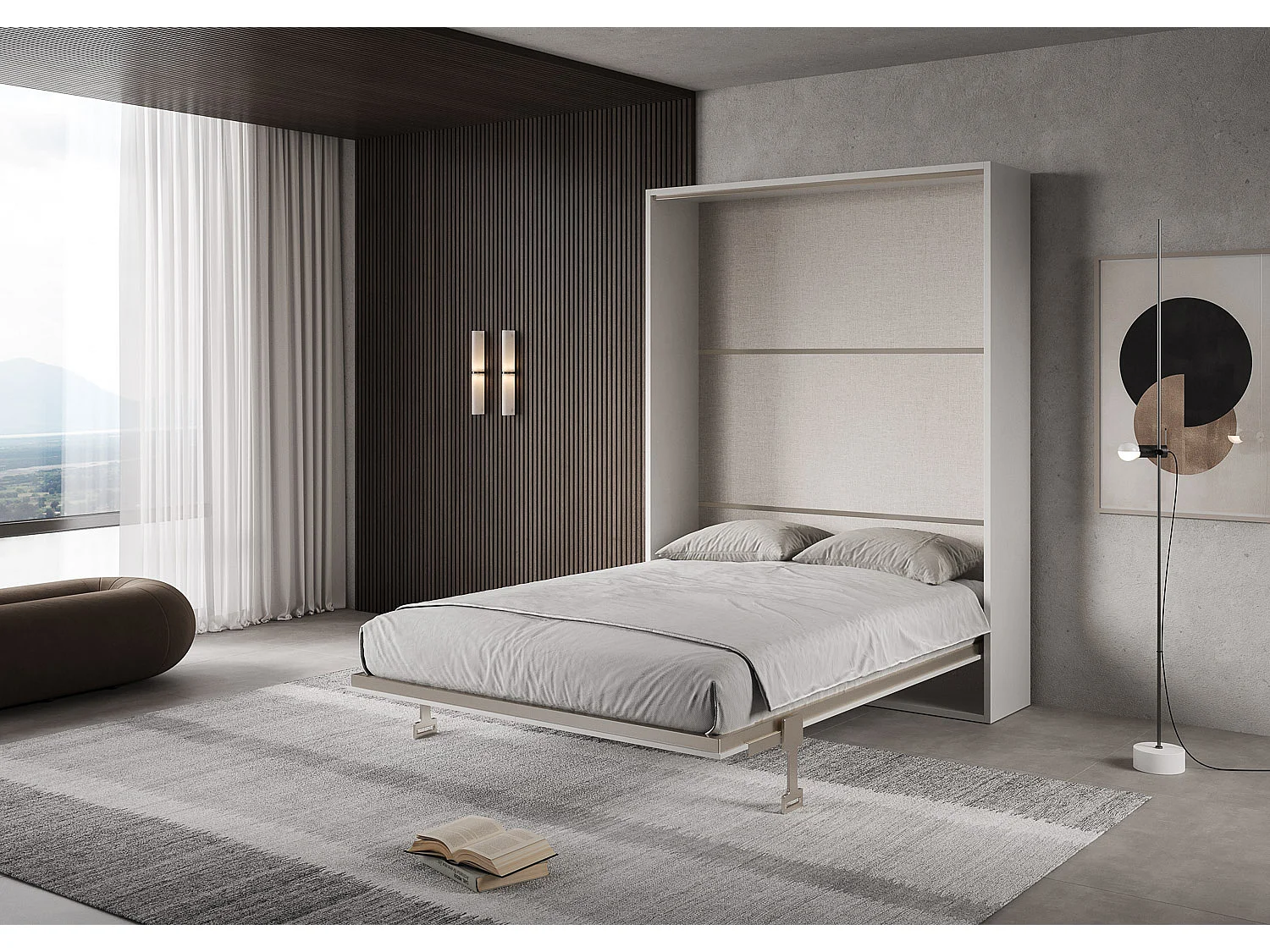 Cama doble plegable vertical blanca Versia 160