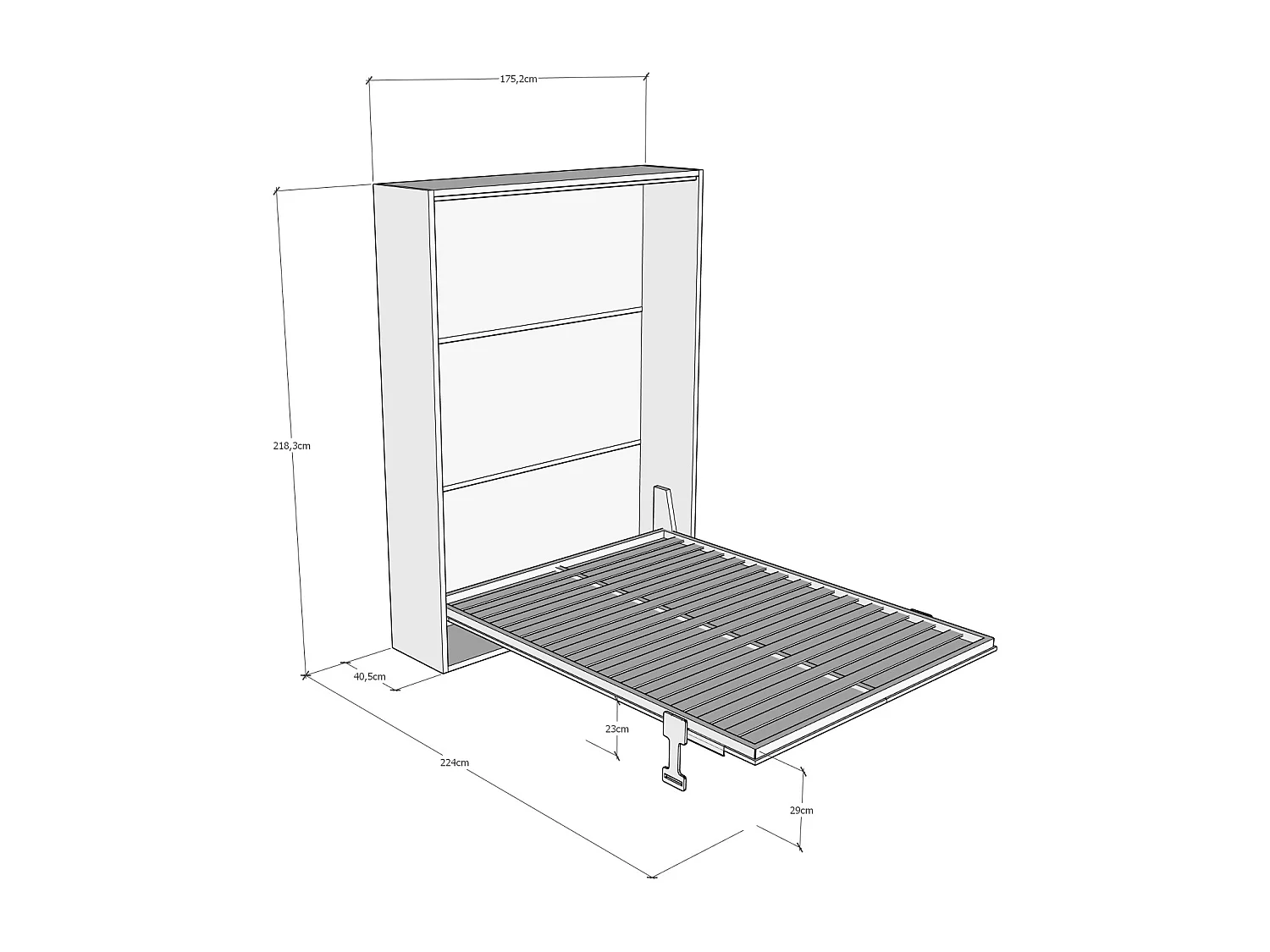 Cama doble plegable vertical blanca Versia 160