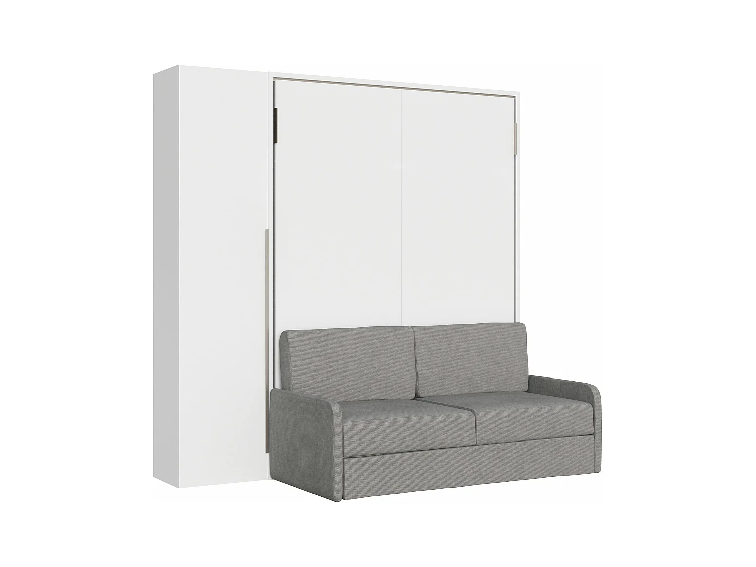Itamoby -  Versia Sofà 160 vertikales Klappdoppelbett mit Sofa, Regal und 1-türigem linken Kleiderschrank Weiß