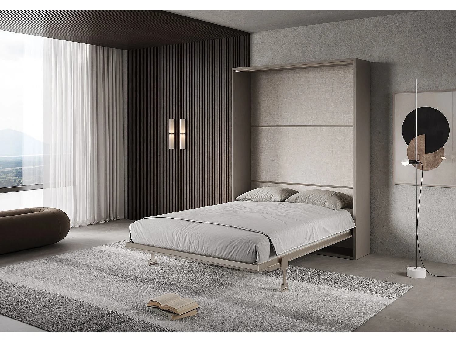 Lit français escamotable vertical Versia 140 Argilla