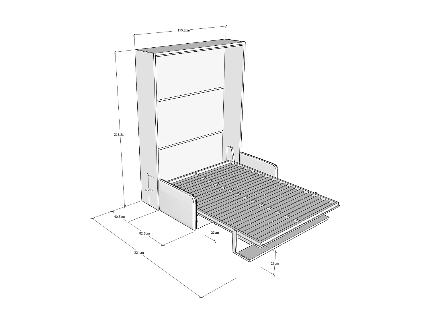 Versia Sofà 160 lit double escamotable vertical avec canapé et étagère Blanc