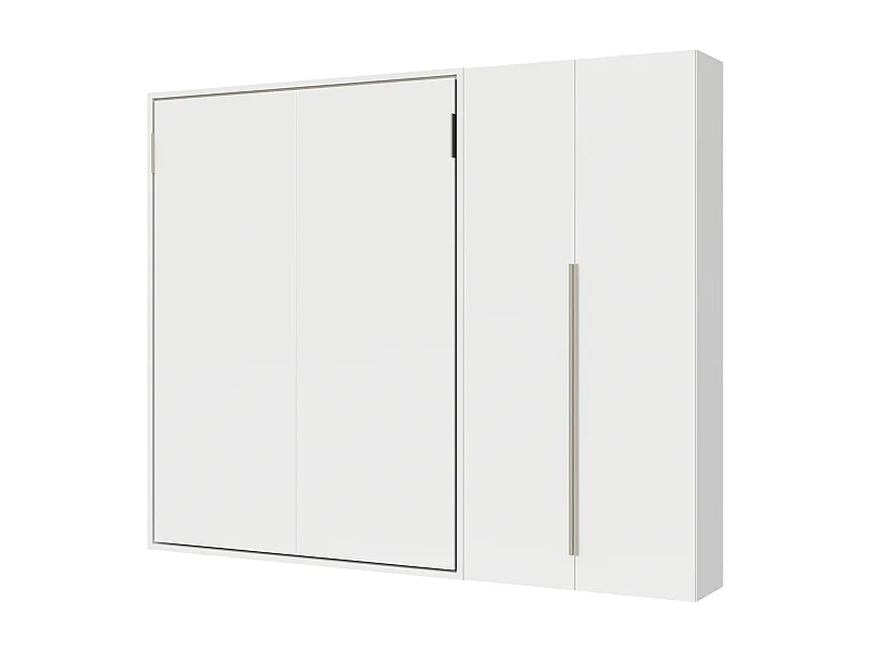 Lit français escamotable vertical Versia Sofà 140 avec armoire 2 portes droite en blanc