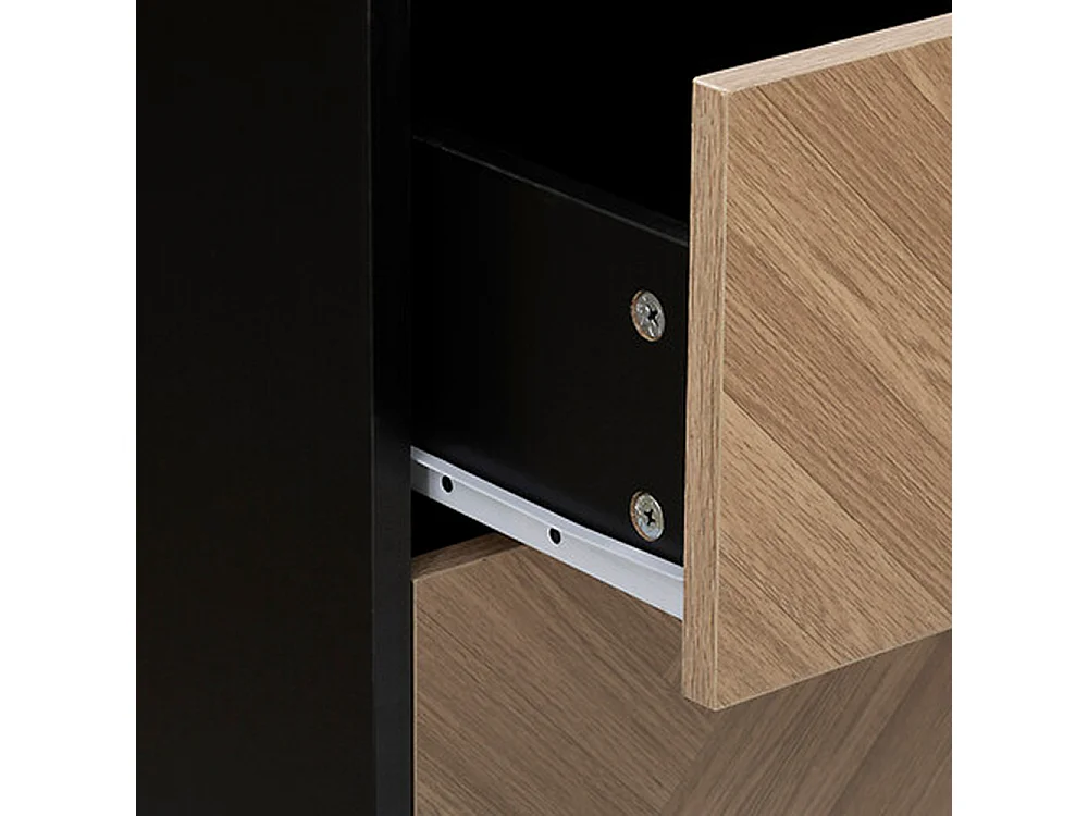 Commode, meuble de rangement avec 4 tiroirs en bois coloris marron, Noir - Longueur 80 x Profondeur 40  x Hauteur 95 cm