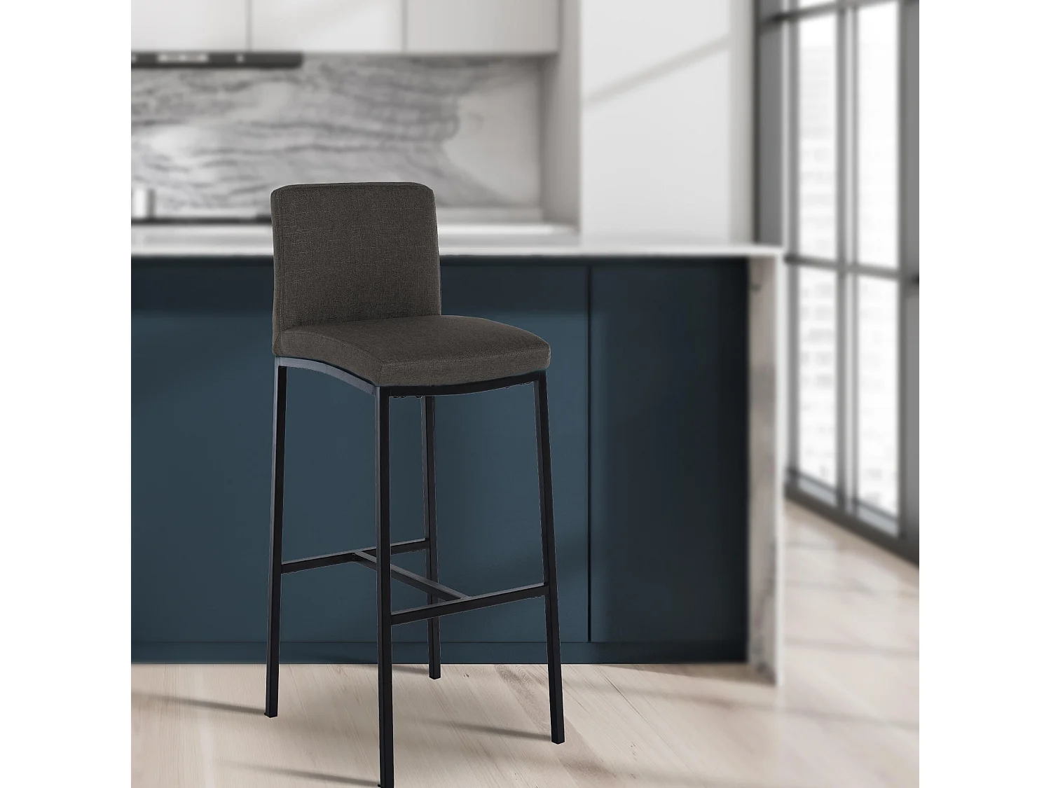 Tabouret de bar - Tissu - Gris foncé - Freeport