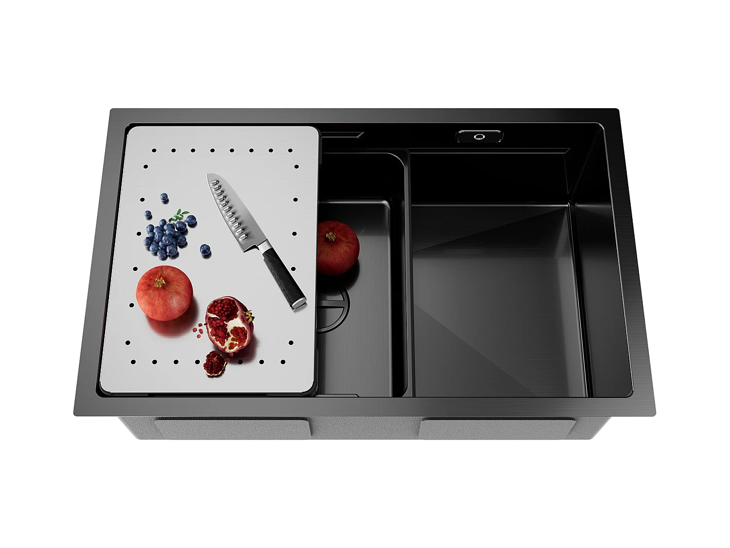 Spoelbakken Keuken - Multifunctionele Spoelbak Keuken 70×44cm - Spoelbak met Afdruiprek - Spoelbakken met afdruip - Antraciet